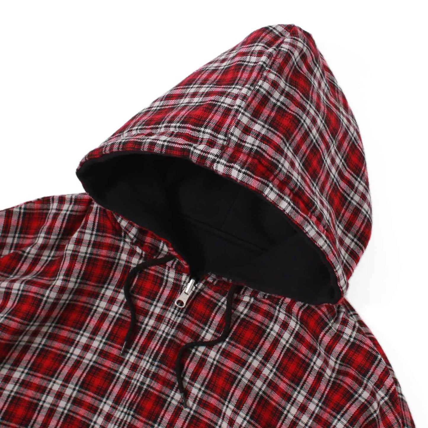 REVERSIBLE FLANNEL HOOD (RED BLACK)