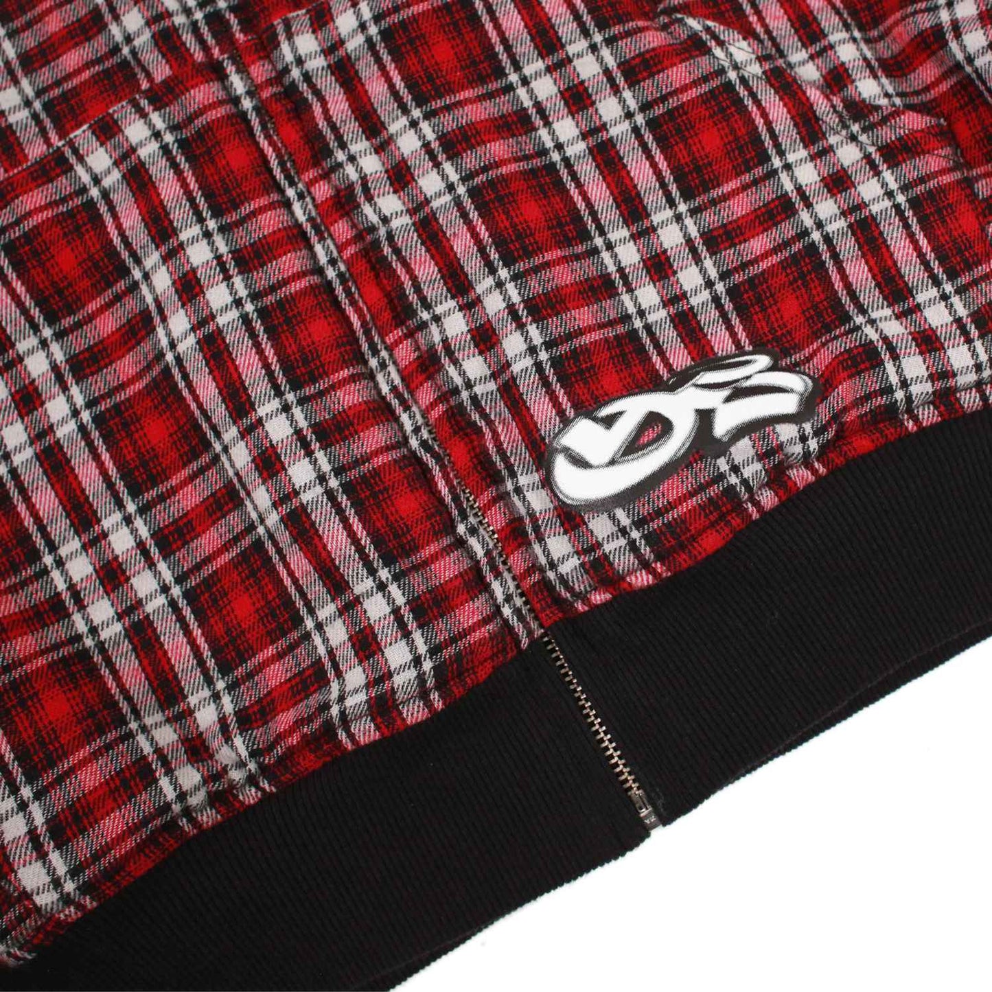 REVERSIBLE FLANNEL HOOD (RED BLACK)