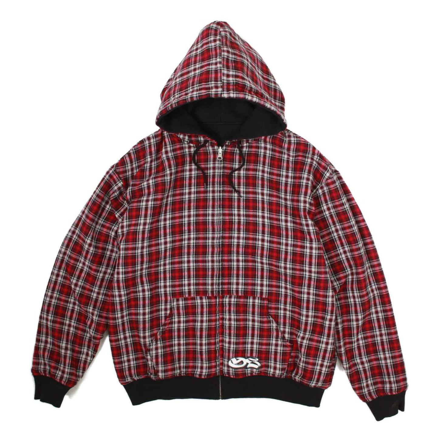 REVERSIBLE FLANNEL HOOD (RED BLACK)
