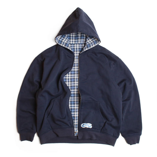 REVERSIBLE FLANNEL HOOD (BLUE)